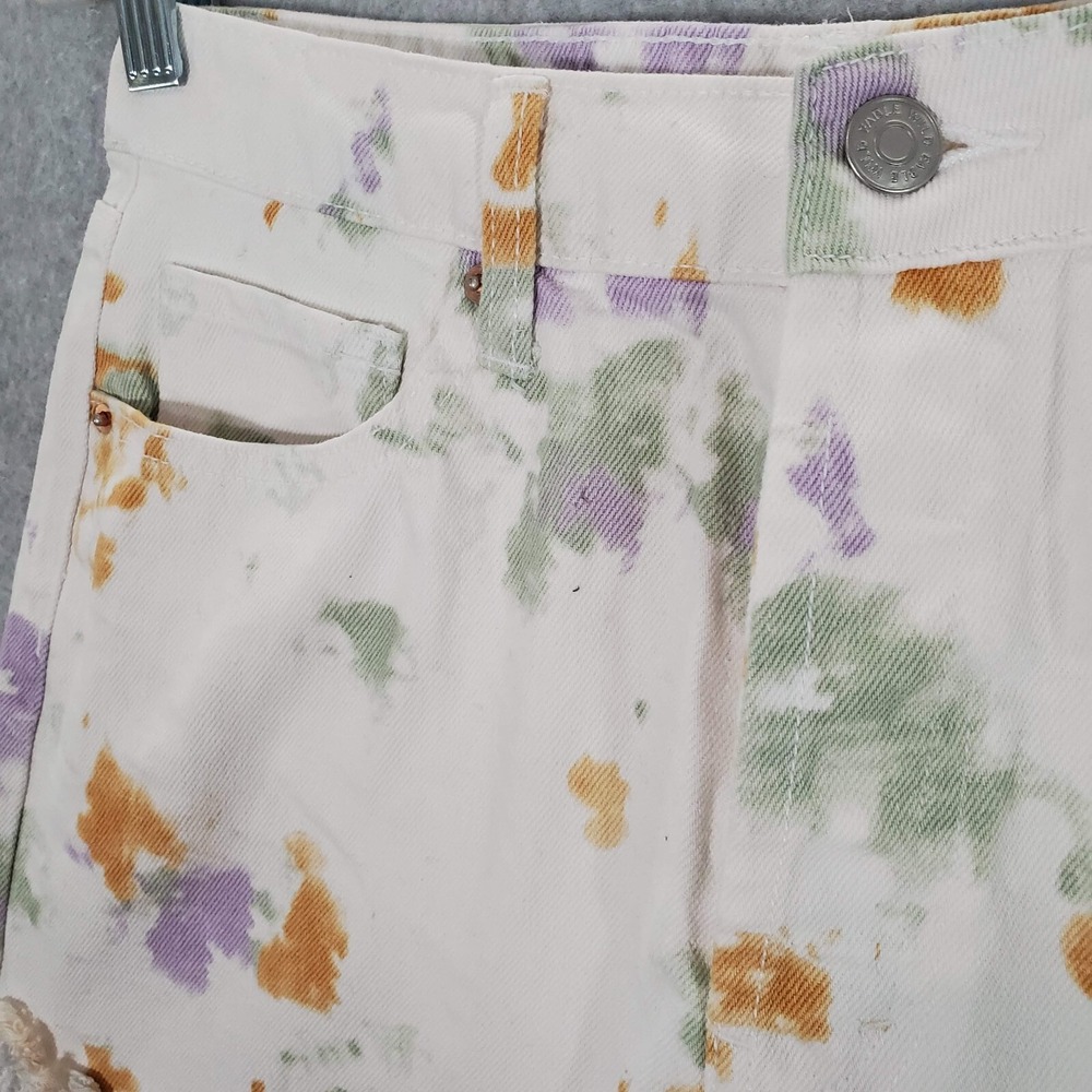 Wild Fable Women Shorts 4 White Tie Dye Denim High Waist Cut off Inseam 3" - Picture 2 of 10